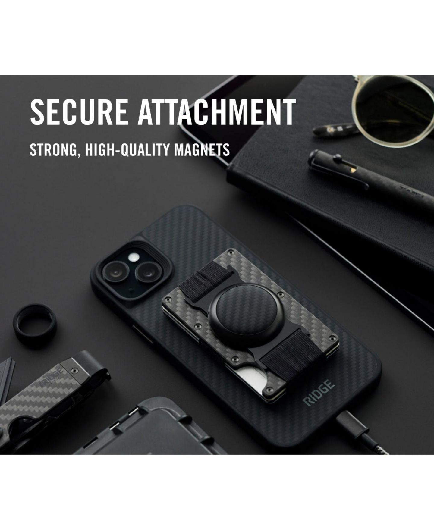 Мужской кошелёк The Ridge RIDGE Wallet for Magsafe - Alpine Navy - Cash Strap, цвет: Тёмно-синий — фото 4