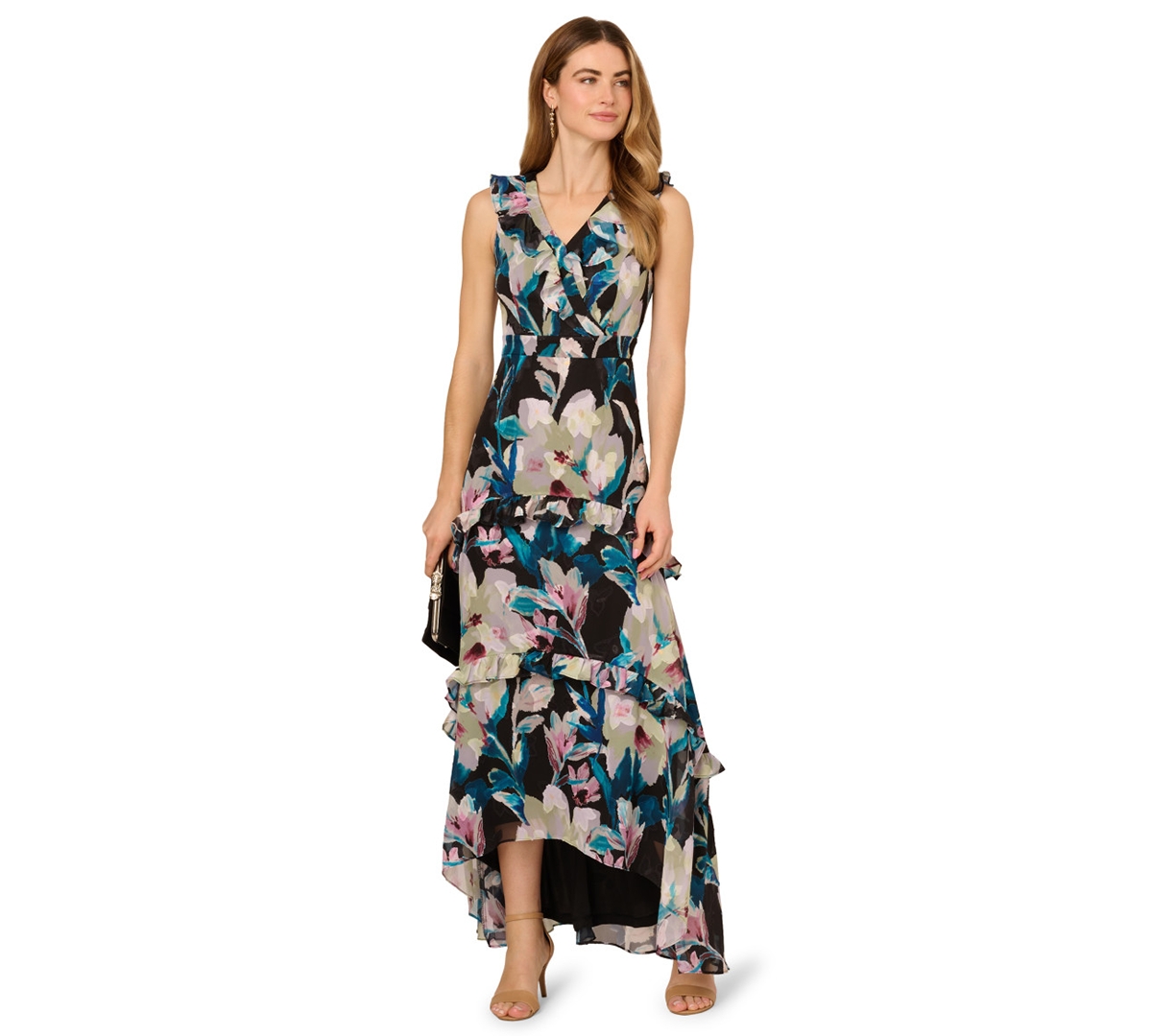 Women's Sleeveless Mermaid Dress - Black Multi