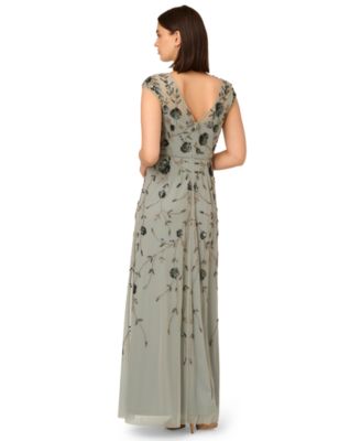 Women's V-Neck Beaded Mesh Dress