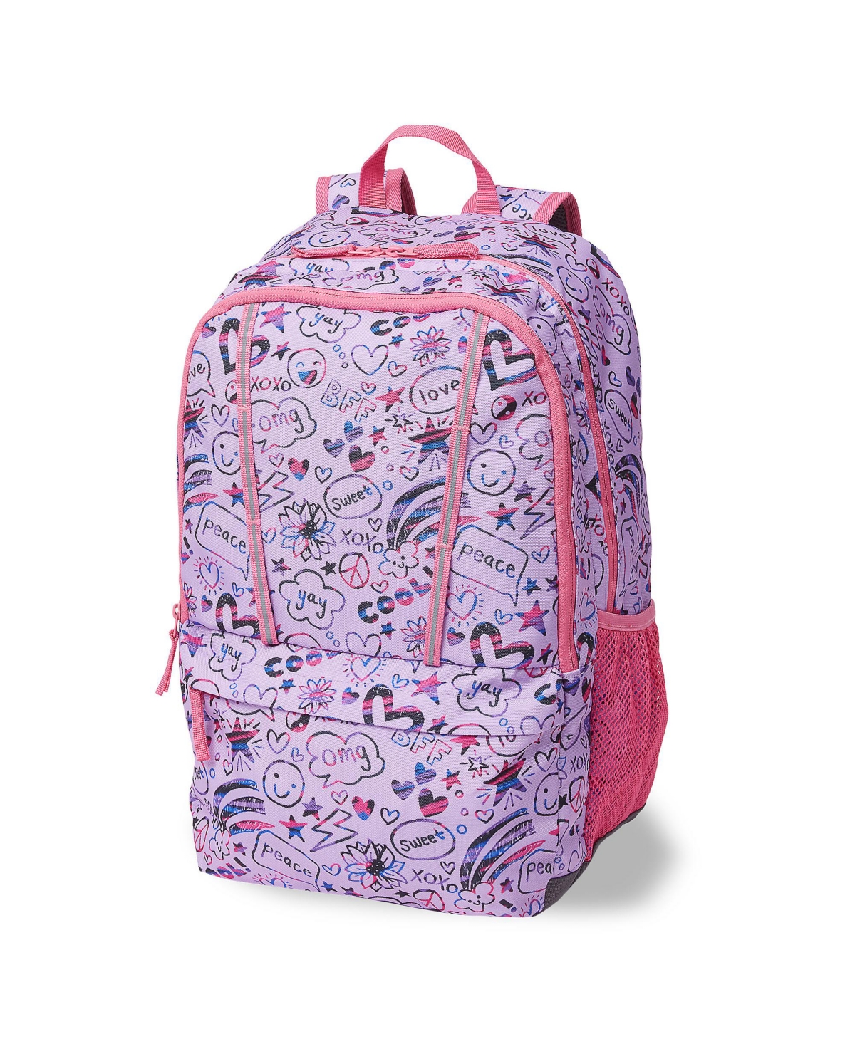 Lands' End Kids ClassMate Large Backpack - Fuchsia pink doodles