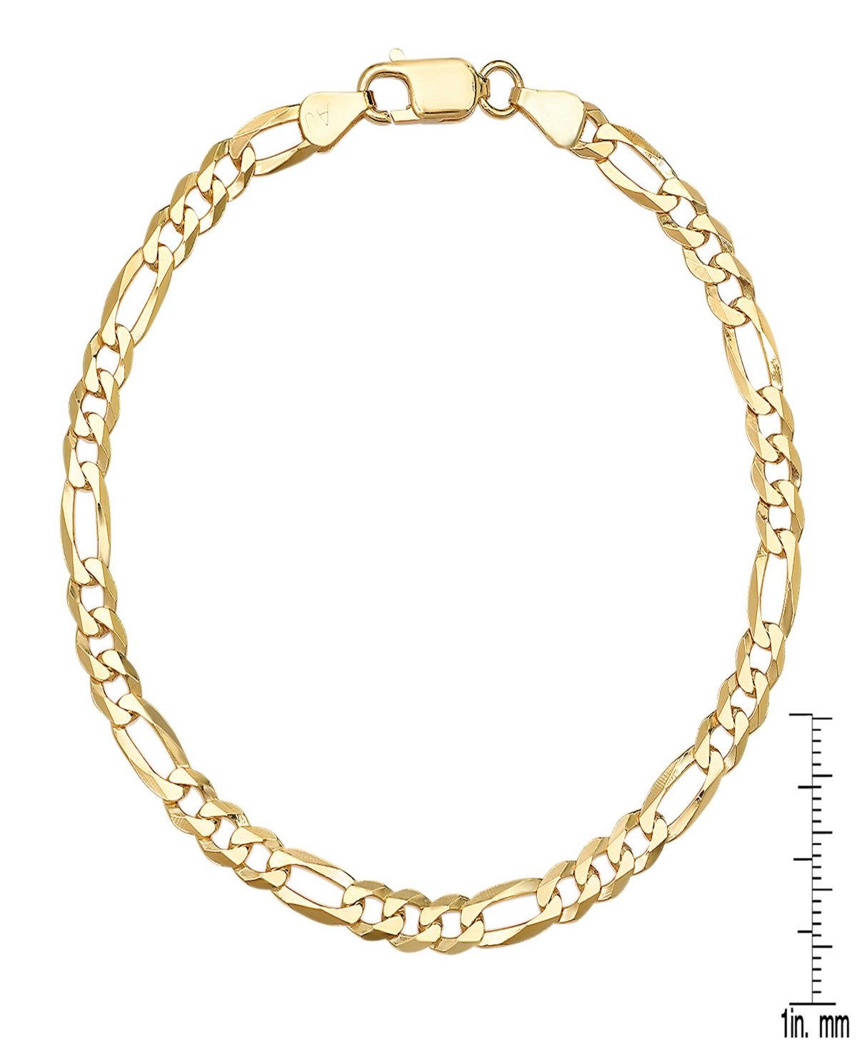 Steeltime Men's 14k Gold Plated Sterling Silver Figaro Link Chain Bracelet