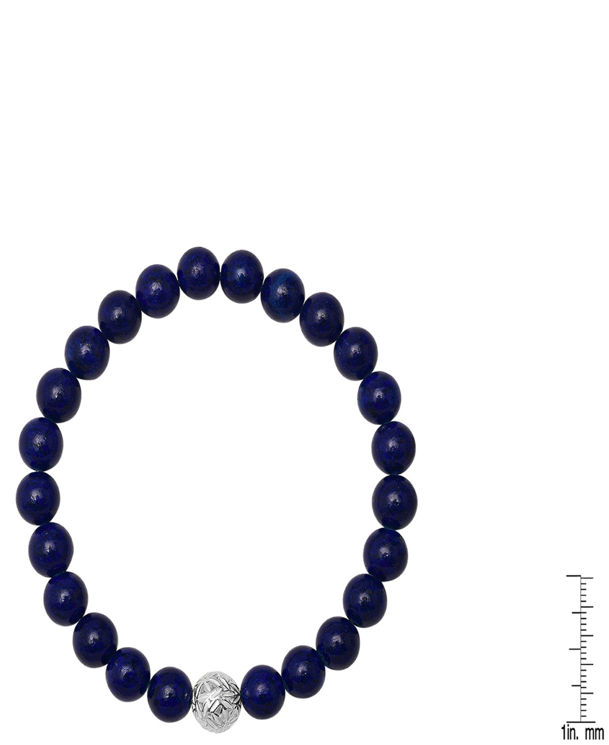 Steeltime Men's Lava Beads And Sterling Silver Bead Stretch Bracelet