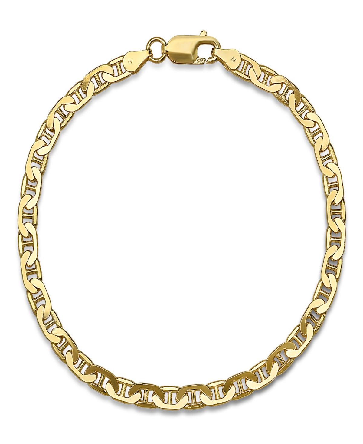 Unisex 14K Gold Plated Sterling Silver 120 Mariner Superflat 8.5" Bracelet - Gold