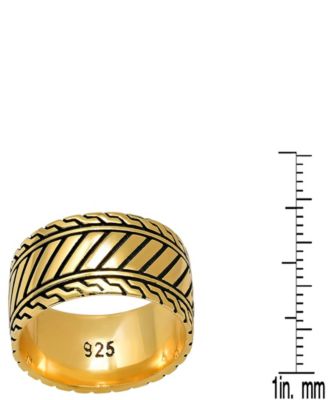 Men's 14K Gold Plated and Sterling Silver Black IP Band Ring