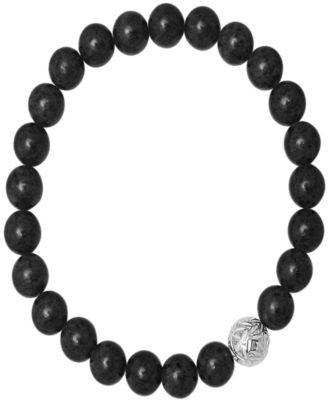Men’s Lava Beads and Sterling Silver Bead Stretch Bracelet