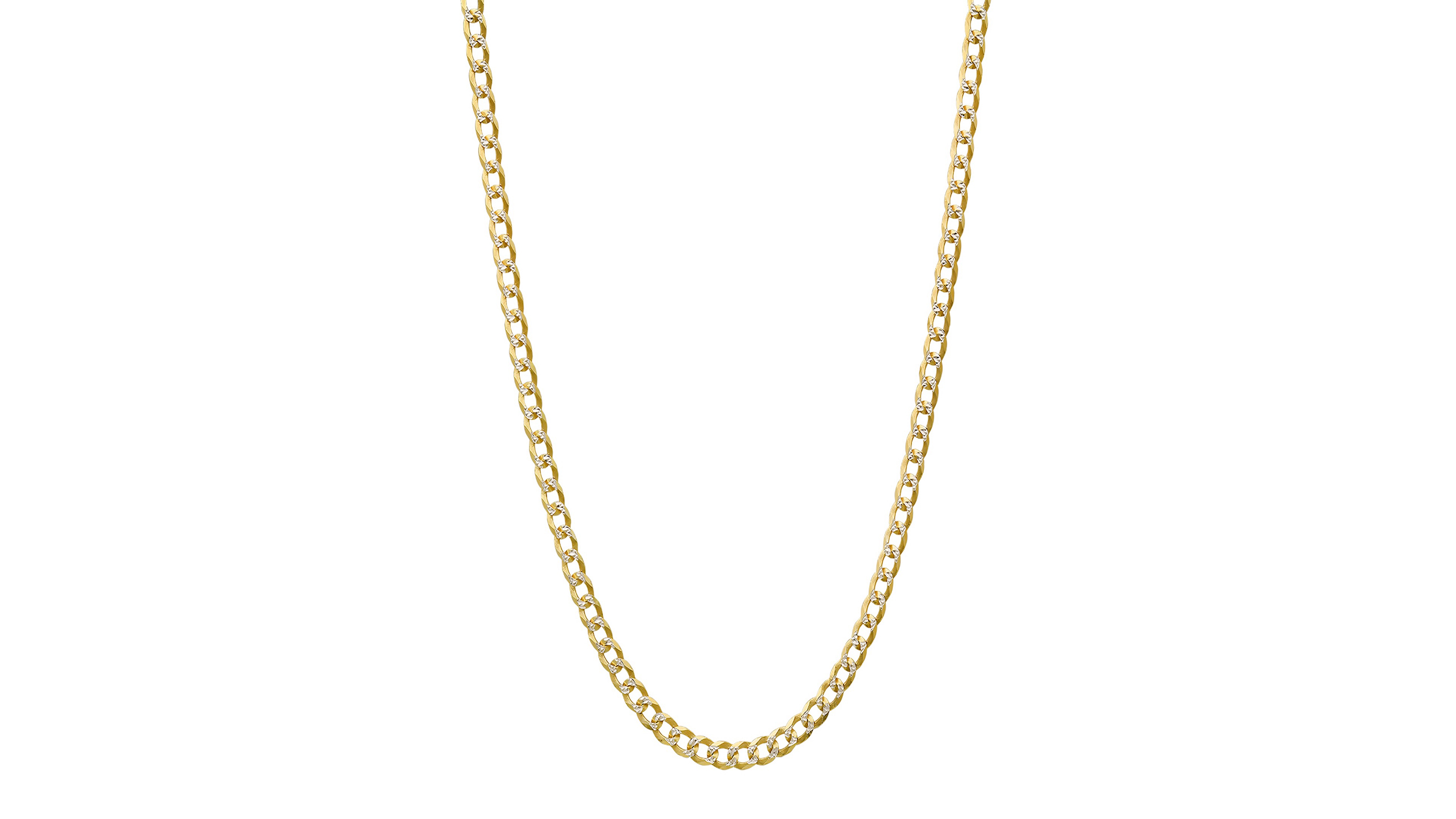 Steeltime Unisex Gold Plated and Sterling Silver Cuban Superflat Necklace