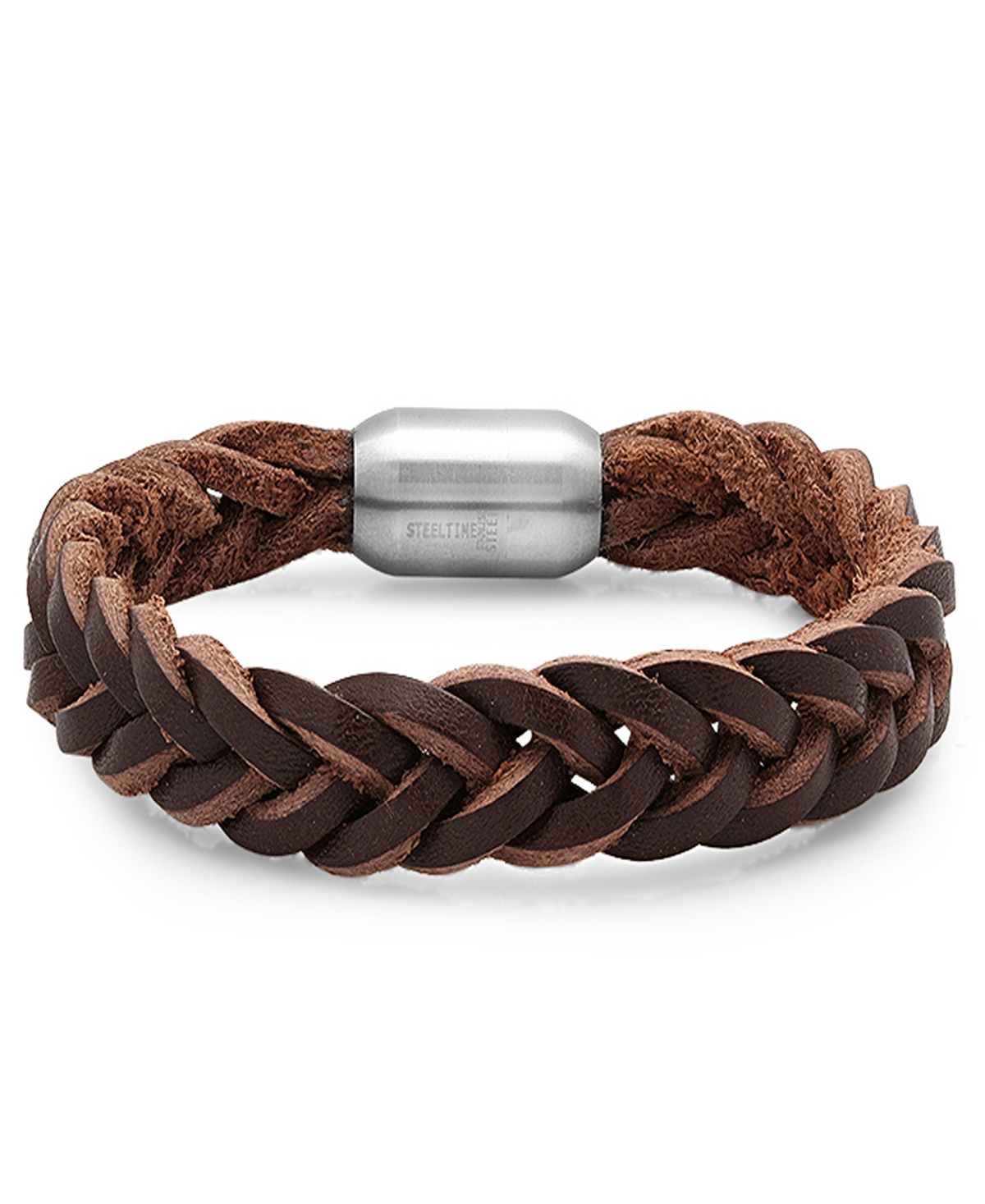 Steeltime Men's Braided Leather Bracelet