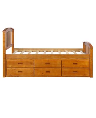 Twin Size Platform Storage Bed Solid Wood Bed With 6 Drawers