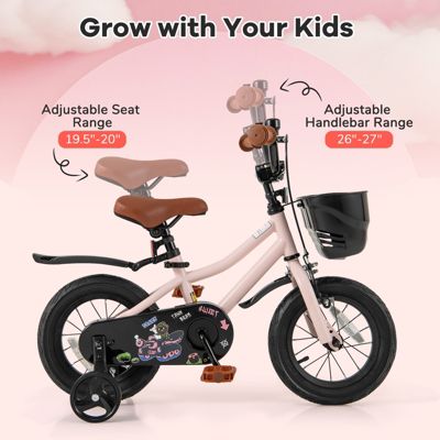 Kids Bike with Basket and Adjustable Handlebar for 3-4 Years Old