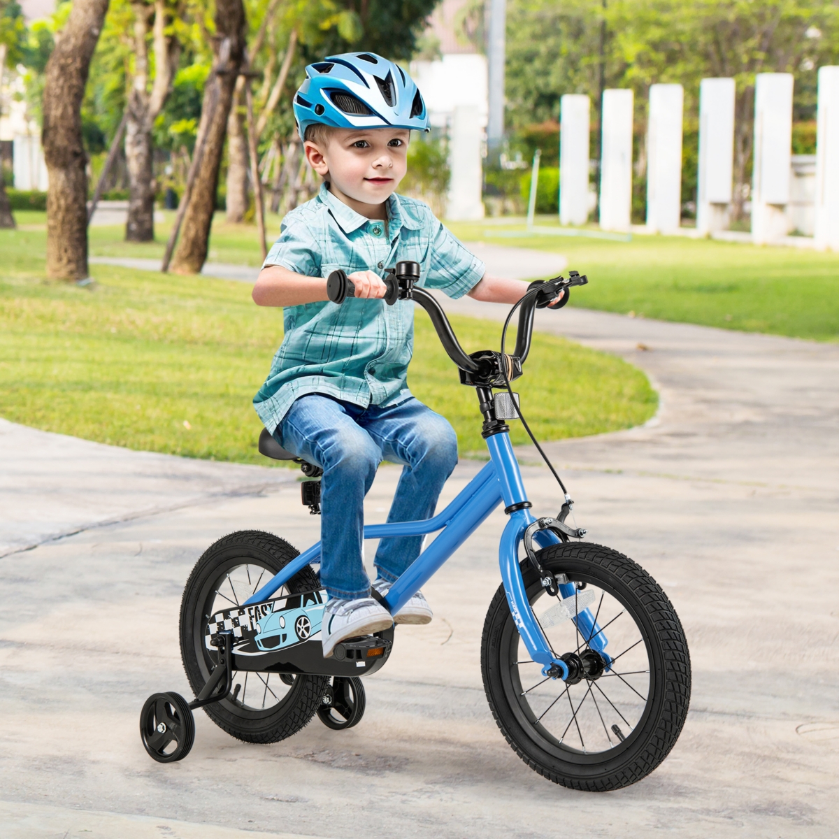 Kids Bike with Removable Training Wheels Adjustable for Growing Riders