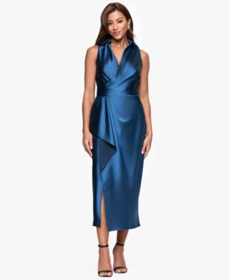 Women's Collar Sleeveless Sheath Midi Dress