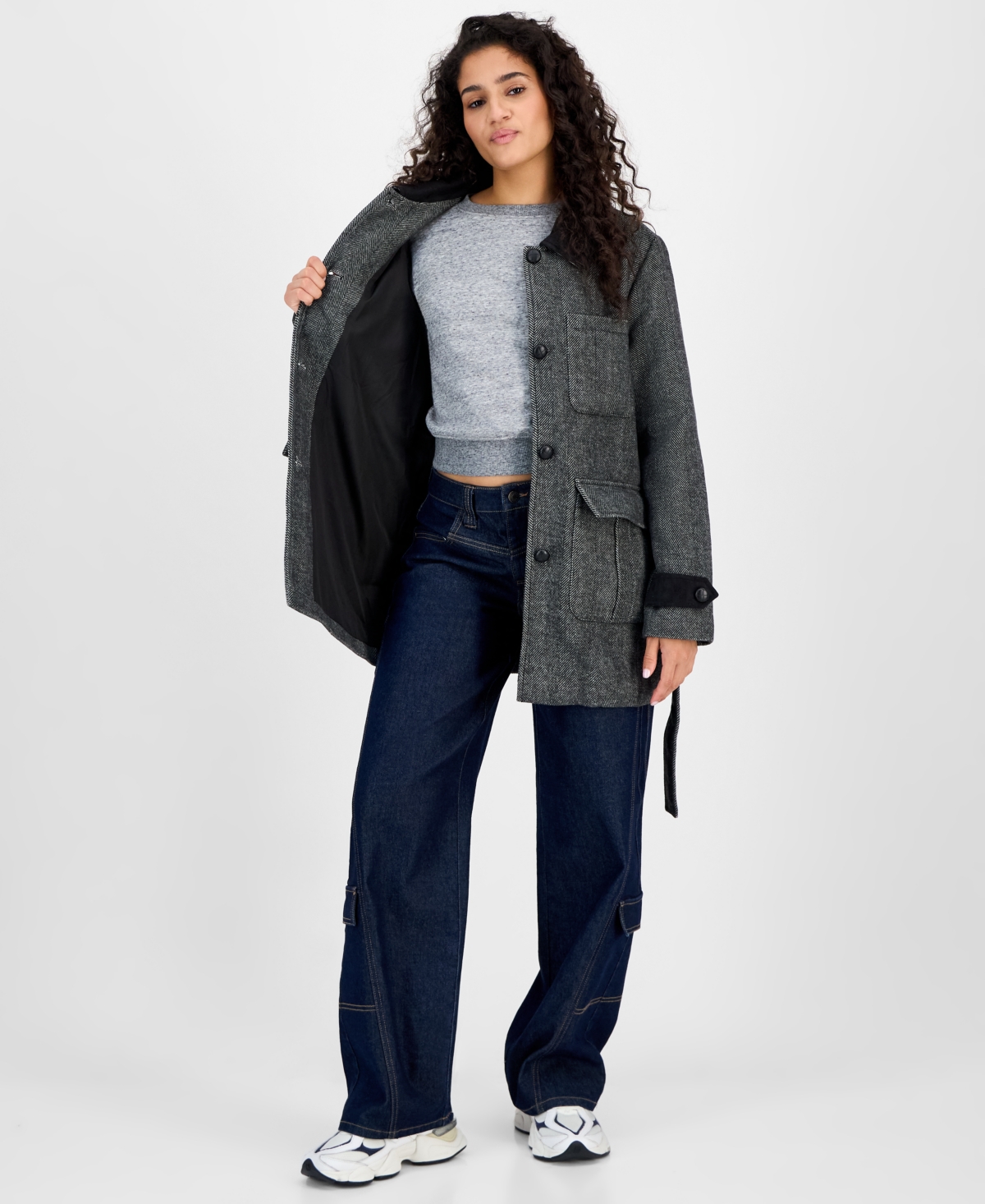 Steve Madden Women's Belted Single-breasted Jacket In Black