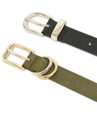 Classic Round Buckle & Roller-Buckle Belts, Set of 2