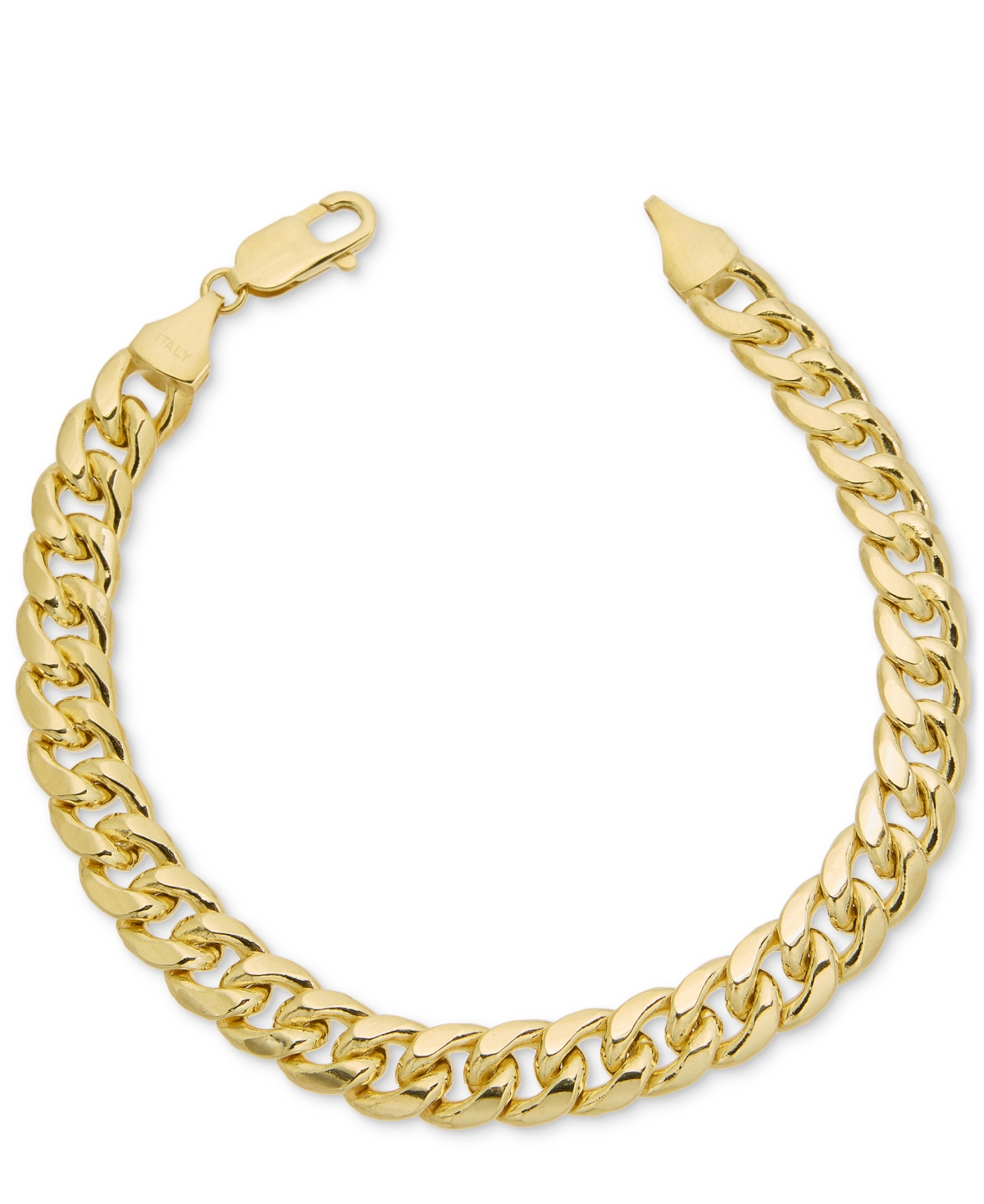 Lightweight Men's Cuban Chain Link Bracelet (10mm) in 14k Gold - Yellow Gold
