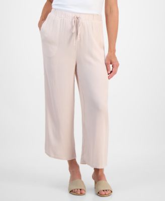 Petite Crop Tie-Waist Wide-Leg Pants, Exclusively at Macy's