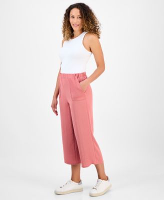 Petite High-Rise Pull-On Wide-Leg Pants, Exclusively at Macy's 