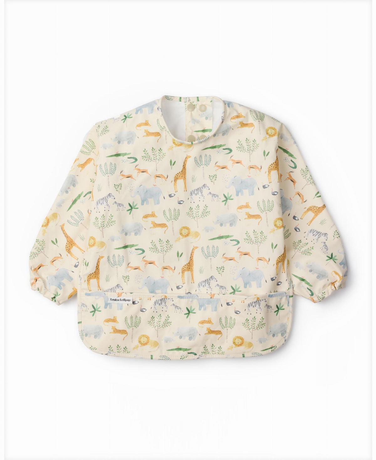 Loulou Lollipop Baby Long Sleeve Bib Spoon Set In Neutral