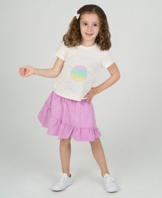 Little Girls 2-Piece Just Smile Crewneck T-Shirt and Skort Set