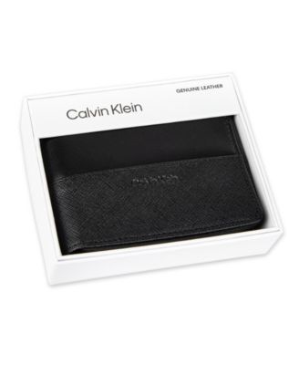 Men's RFID Overlapping Saffiano Zip Around Wallet