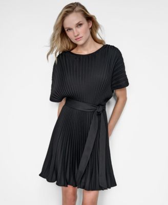 Women's Sunburst Pleated Fit & Flare Dress