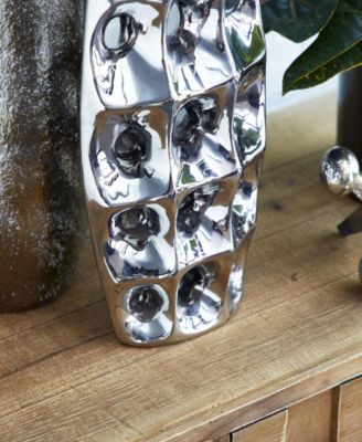 Ceramic 14" Modern Vase with Cut Out Designs