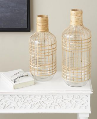 Glass Bohemian Vase, Set of 2