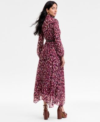 Women's Printed Belted Maxi Dress