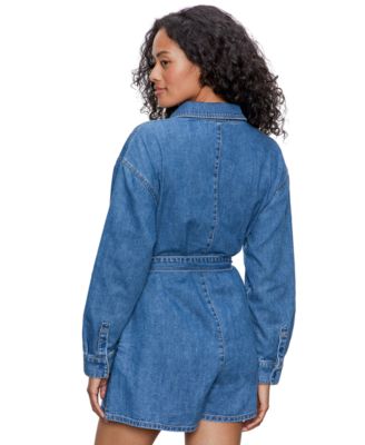 Women's Mare Tie-Waist Short-Sleeve Cotton Romper