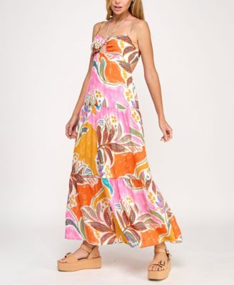 CLOTHING LLC Juniors' Printed Sweetheart Maxi Dress