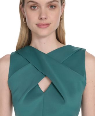 Women's Wrap V-Neck Scuba Sheath Dress