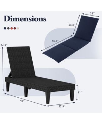 2PCS Patio Lounge Chair Recliner Chair w/ 3-Position Adjustable Backrest & Cushion