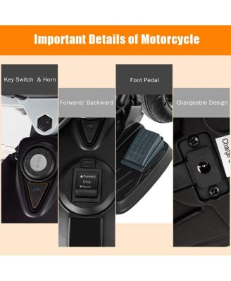 12V Kids Ride-On Motorcycle Aprilia Licensed with Sounds and Music