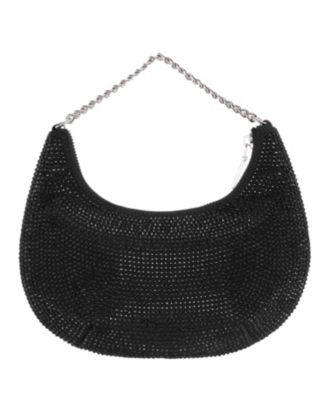 All Over Crystal Crescent Moon Crossbody Bag