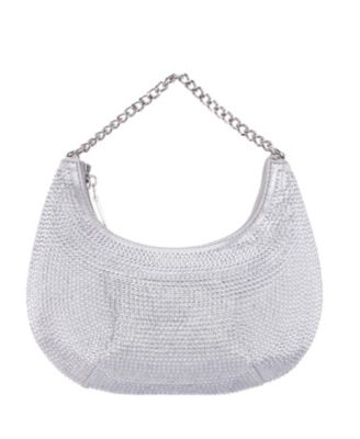 All Over Crystal Crescent Moon Crossbody Bag