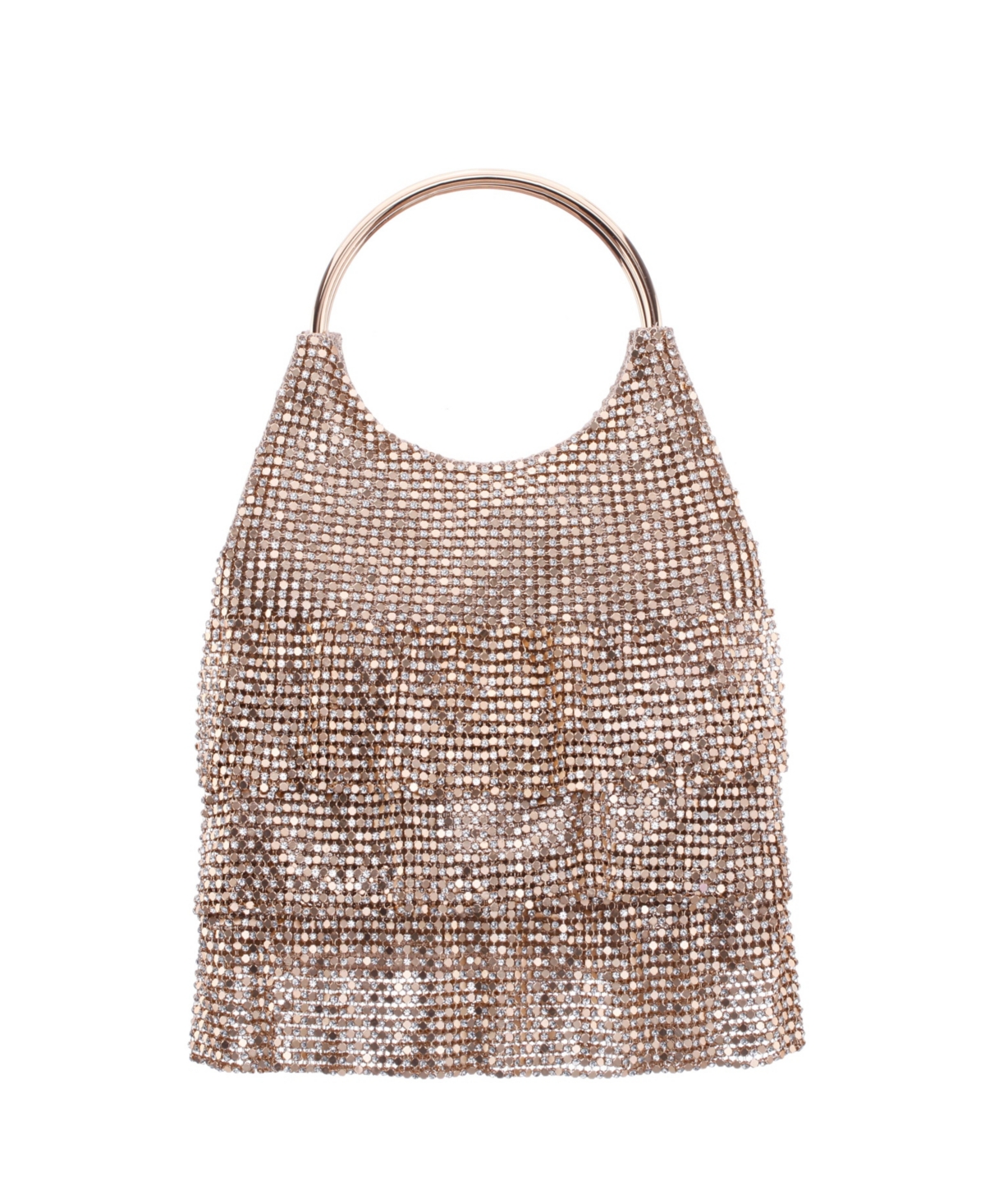 3-Tiered Crystal Mesh Ruffle Pouch Bag - Silver