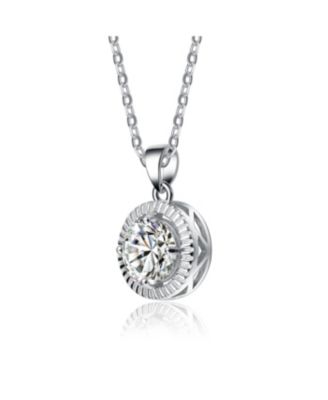 Cubic Zirconia Sterling Silver Gold Plated Classic Round Pendant
