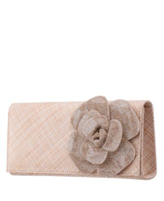 Large Crystal Flower Slim Clutch Bag