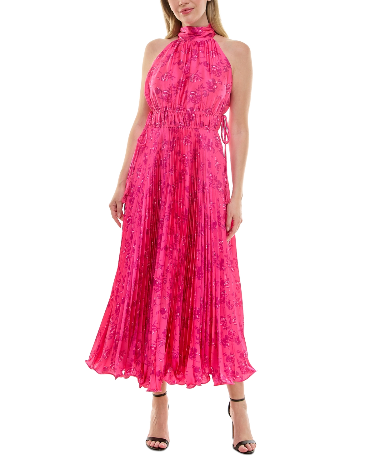 Women's Mock-Neck Sleeveless Dress - Hot Pink, Fuchsia