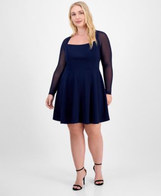 City Studios - Trendy Plus Size Square-Neck Back-Cutout Dress