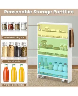 Rolling Kitchen Slim Storage Cart Mobile Shelving Organizer with Handle