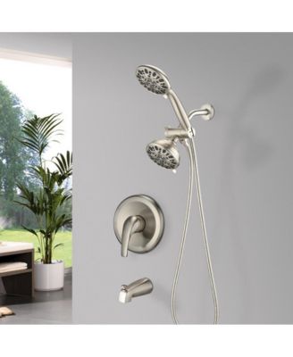 Shower System with Tub Spout Rain Shower Tub Set, High Pressure Dual 2 in 1 Shower Combo Faucet with Valve