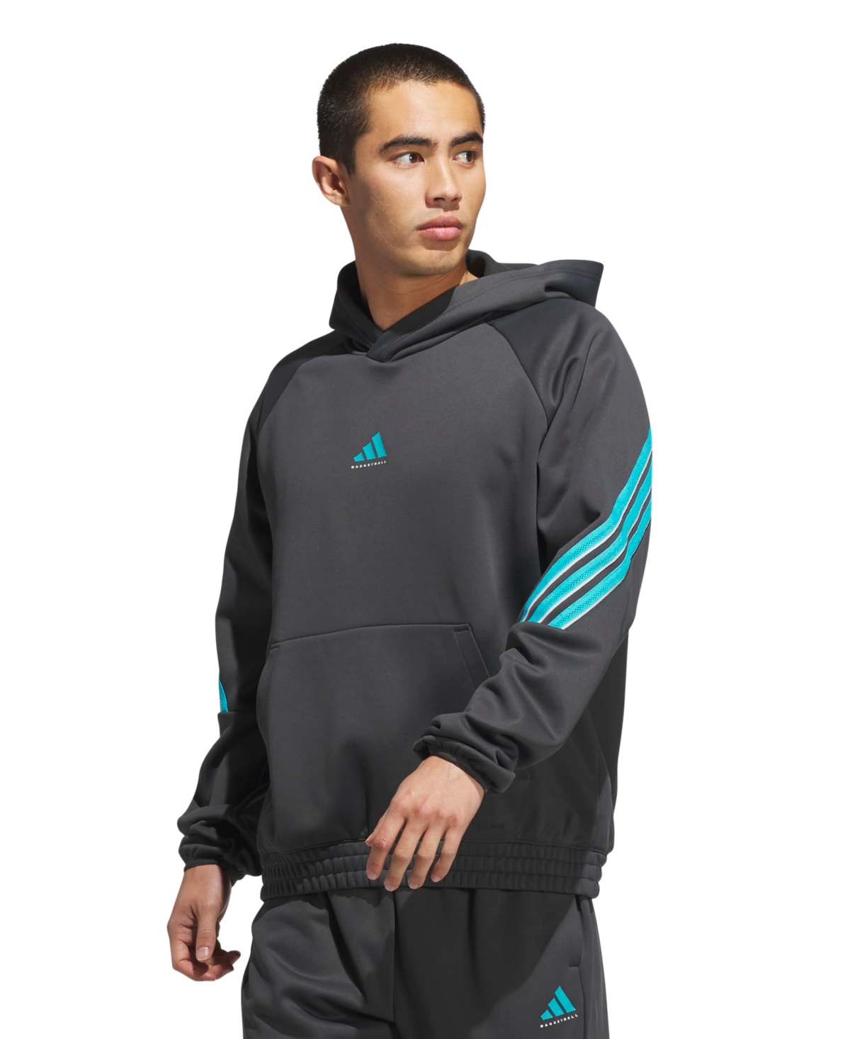 Men's Select Foundation Fleece Basketball Hoodie - Carbon, Lucid cyan