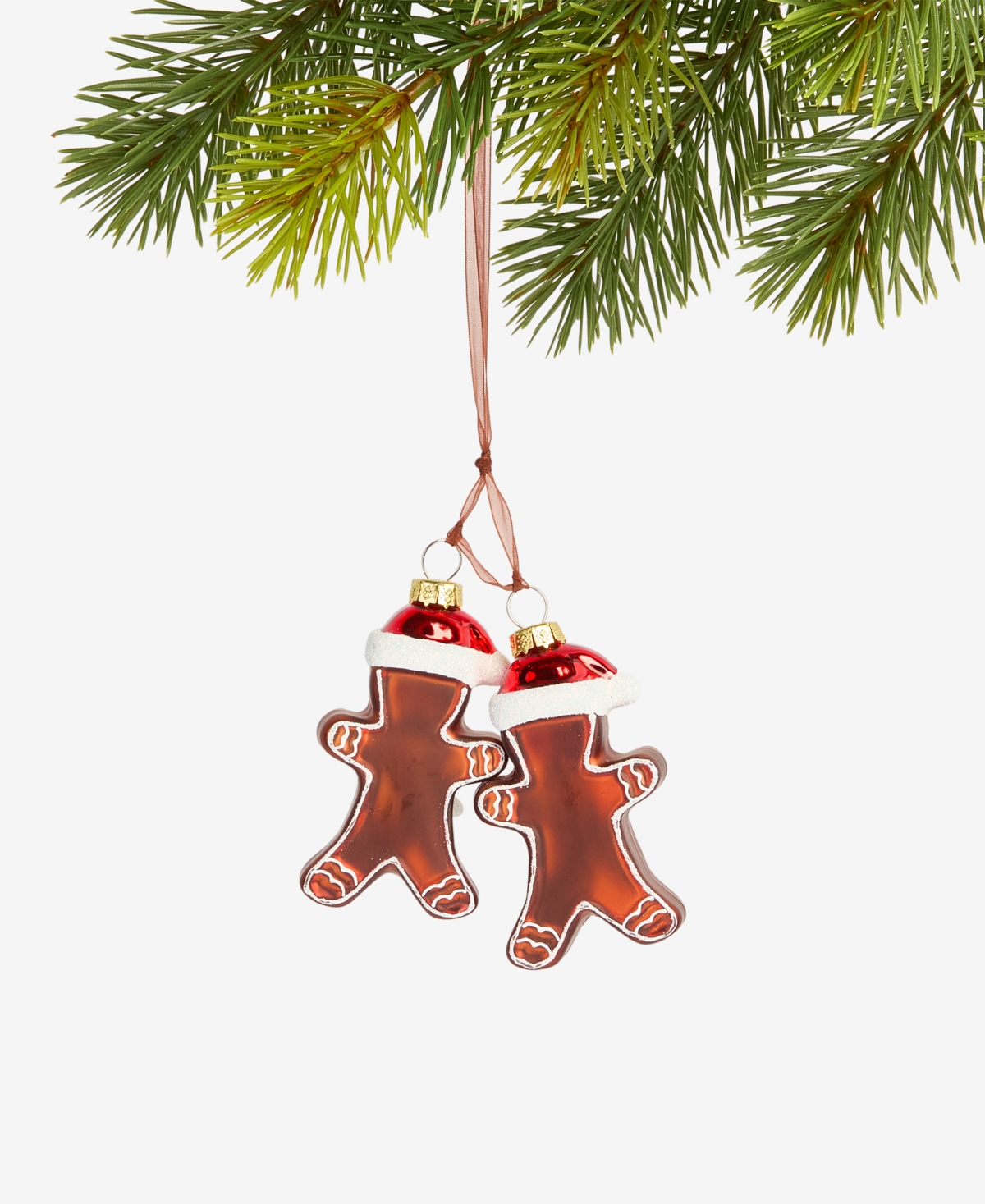 Holiday Lane Gingerbread Village Glass Gingerbread Men Ornament, Macy's Exclusive In Brown