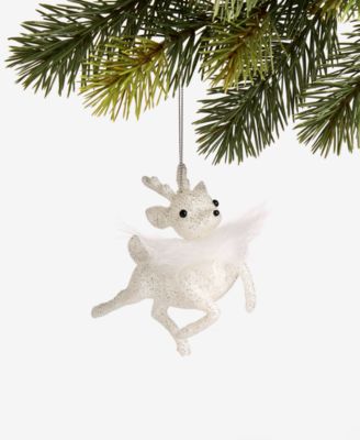 Holiday Lane - Iced Delight White Deer With Feathers Ornament