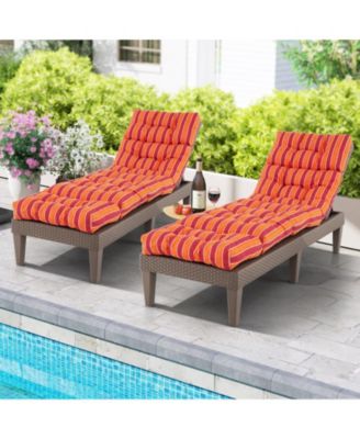 Outdoor Lounge Chaise Cushion with String Ties for Garden Poolside 73'' x 22'' x 4''