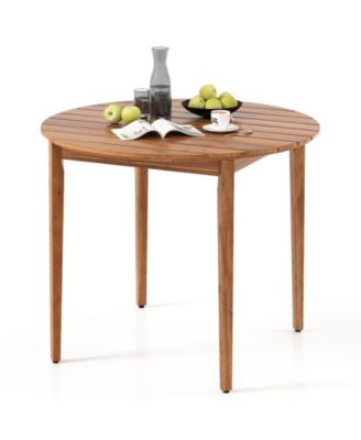  Acacia Wood Round Outdoor Dining Table for 4 People