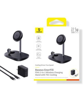 MagSafe-Compatible 3 in 1 Wireless Charger Stand, Qi2 Certified 15W Wireless Charging Station, Fast Cooling iPhone Charger for iPhone16/15, Apple Watch, AirPods - 45W Adapter Included