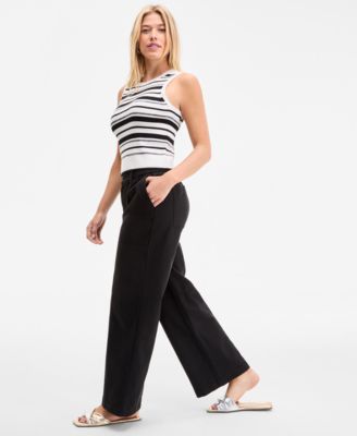 Women's Solid Easy Wide-Leg Pants, Exclusively at Macy's
