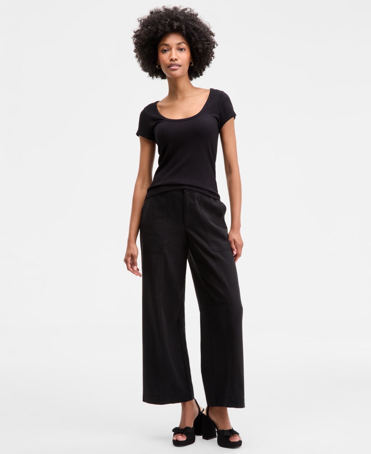 Women's Ribbed Scoop-Neck Tee, Exclusively at Macy's - Vast Sky