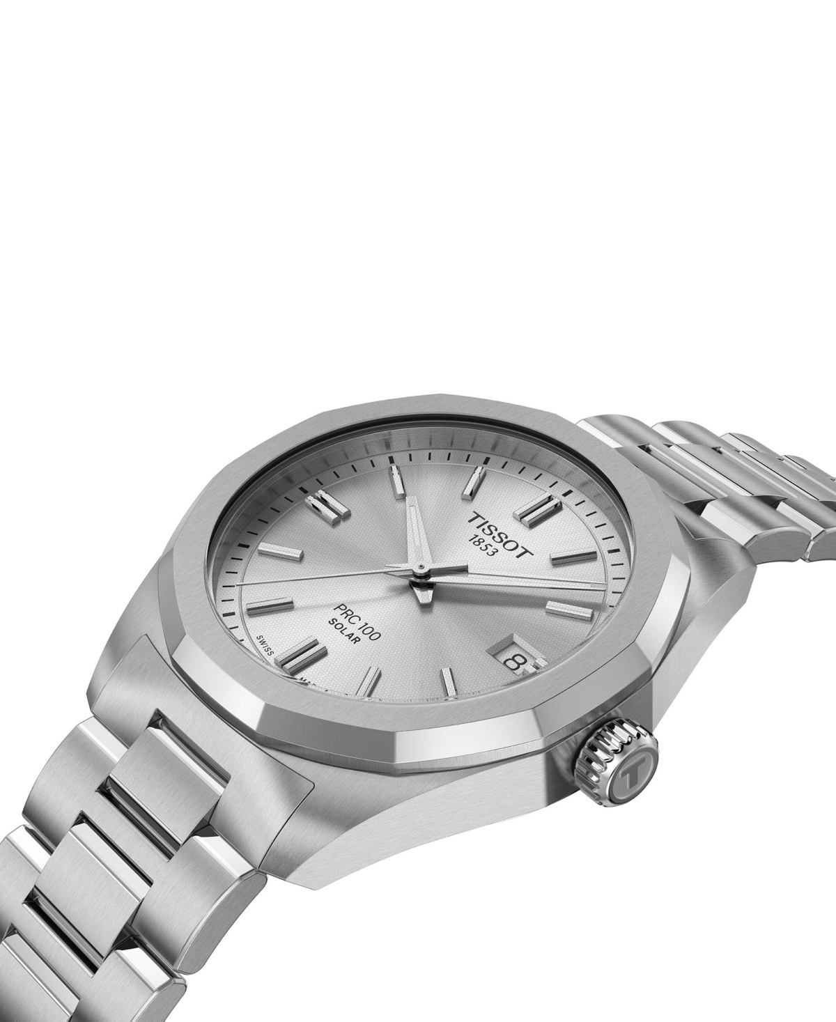 Tissot Women's Swiss Prc 100 Solar Stainless Steel Bracelet Watch 34mm In Metallic